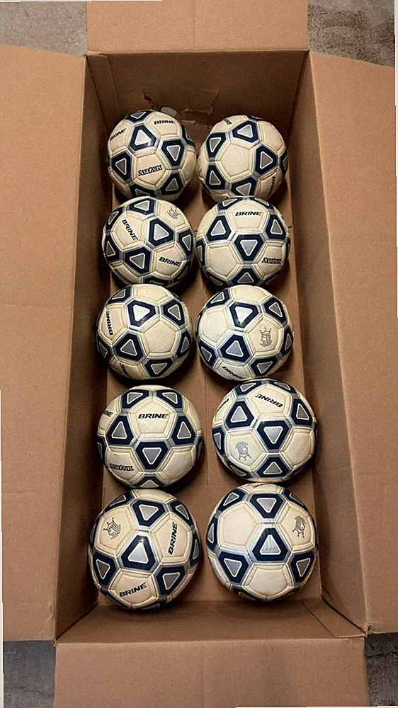 LOT OF 10 Brine Attack Match Soccer Ball White/Blue Ships Fast