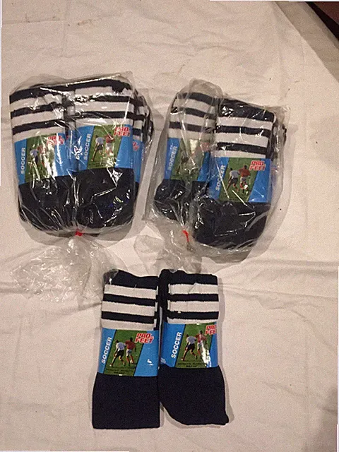 Lot of 11 Pro-Feet Soccer Socks Dark Blue / White Sock Size 9-11 Shoe Size 3-9