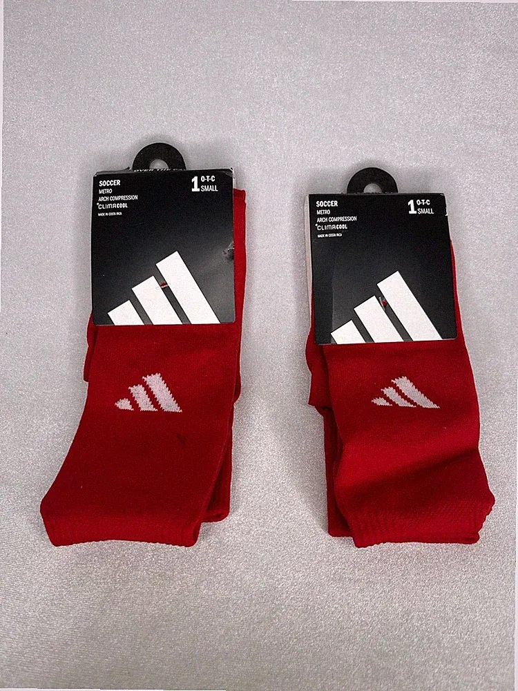 Lot Of 2 Adidas Soccer Socks Youth 2Y-5Y Red Metro OTC Knee High Climacool NEW