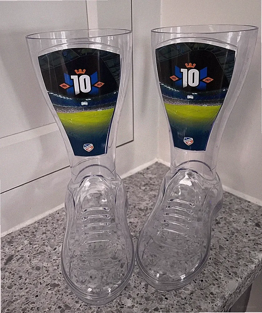 LOT OF 2: FC Cincinnati MLS Soccer 10th Anniversary Soccer Cleats Plastic Cups