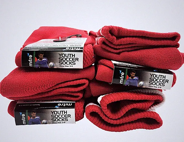 Lot of 6 Pair - MITRE Youth Soccer Socks Red White Size 3–9 USA Made New