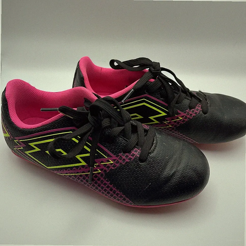 Lotto Forza Elite 3 JR Girls Soccer Cleats Size 1 Youth Black Pink Yellow