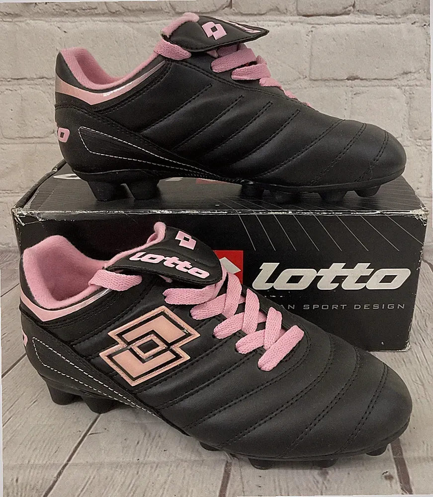 Lotto J2205.BLSP.5H Youth Leather Soccer Cleats Black Pink US 3.5