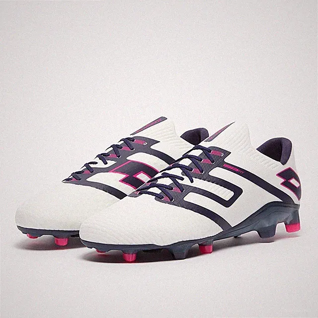 Lotto Maestro 700 IV FG JR Soccer Cleats White Navy Fuchsia Made Italy 1.5 Youth