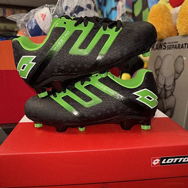Lotto Maestro 700 V FG JR Kids Soccer Cleats Shoes Black Classic Green 1.5 NIB