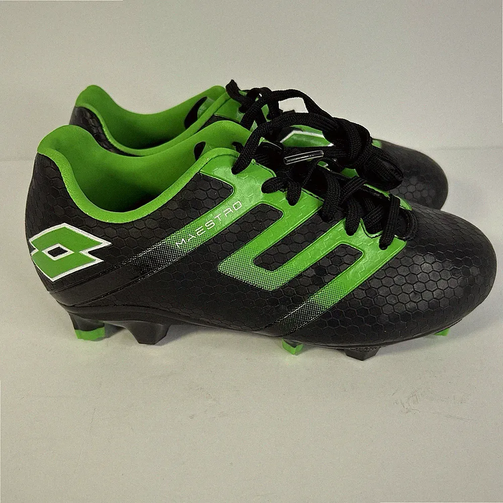 Lotto Maestro 700 V FG JR Kids Soccer Cleats Sz 2 Black Green Youth NEW