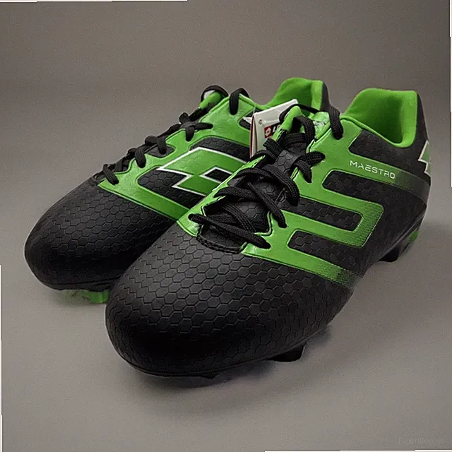 Lotto Maestro 700 V FG JR Kids Soccer Cleats Sz 4 Black Green Youth NEW