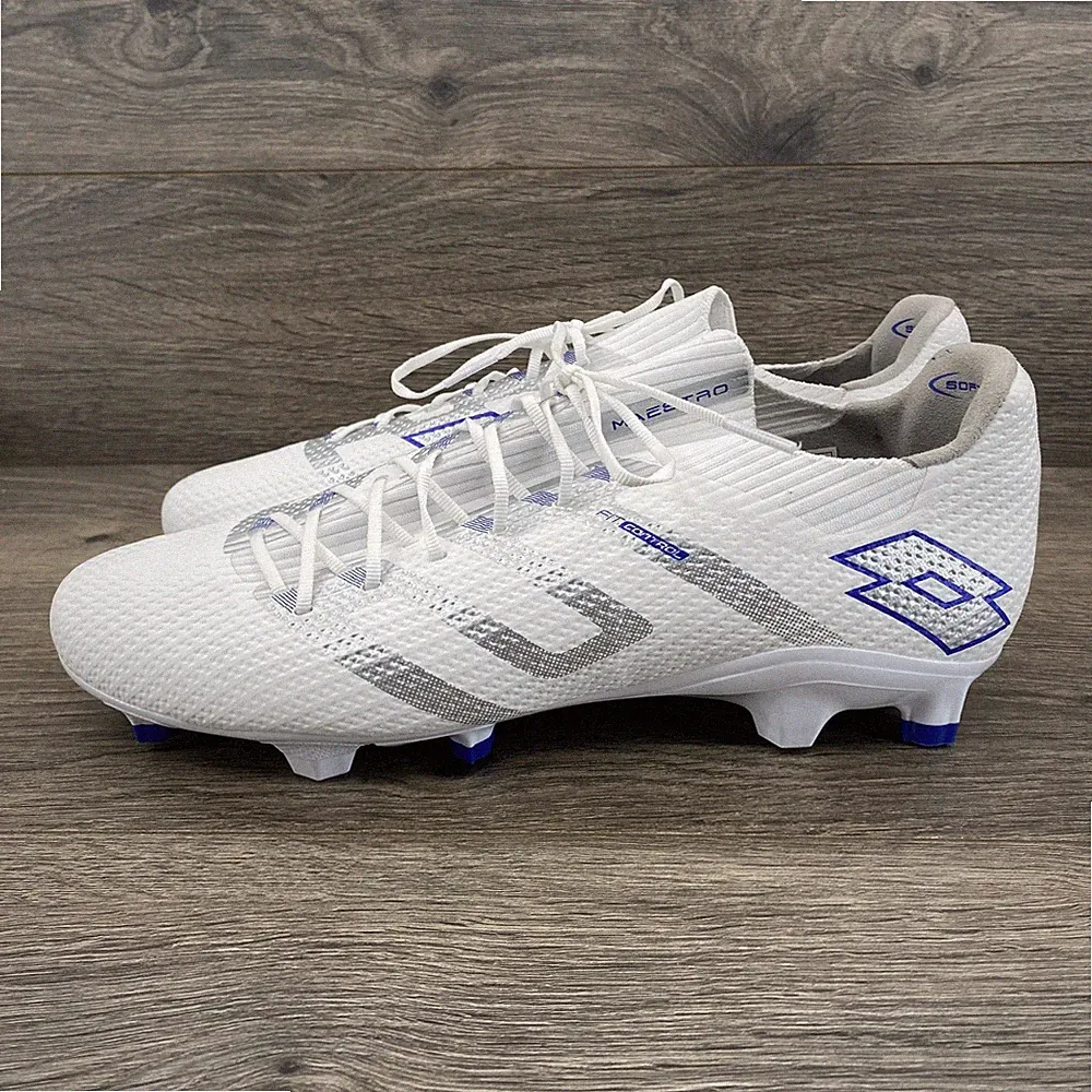 Lotto Maestro Men White Silver Blue Soccer Cleats Firm Ground Mens 9.5