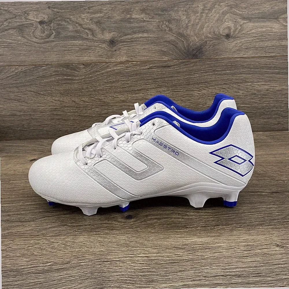 Lotto Maestro Soccer Cleats Mens 10 White Blue Firm Ground Athletic Shoes