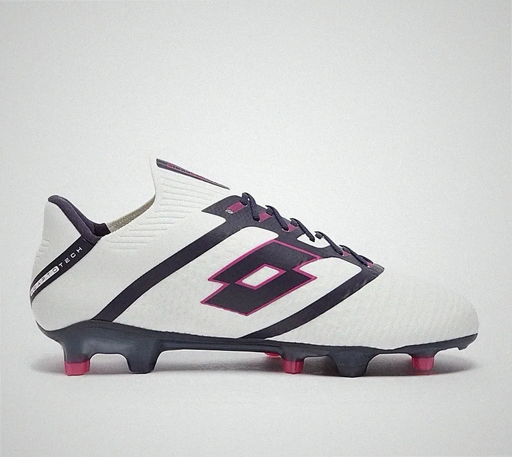 Lotto Maestro White/Navy/Pink Low Top Lace-Up Soccer Cleats Plastic