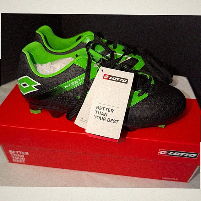 Lotto Soccer Cleats Kids 4.5 Black Green Maestro 700 V FG Junior Cleats