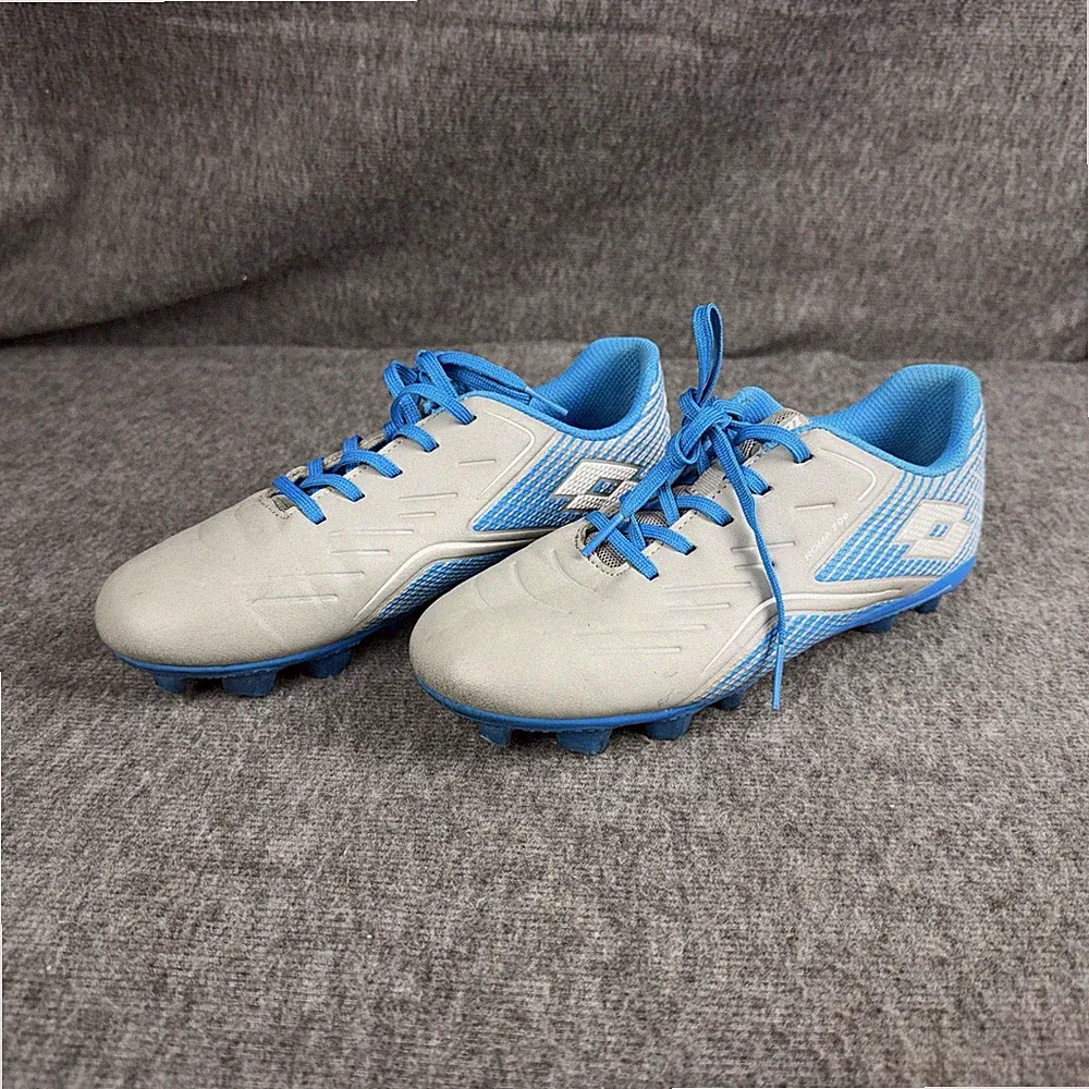 Lotto Soccer Cleats Youth Size 5 Blue Gray Lace Up Outdoor Athletic FG Shoes