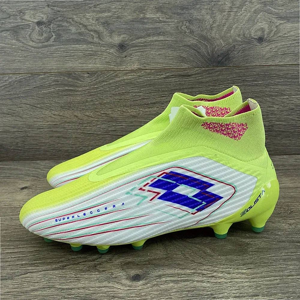 Lotto Solista 100 IV Gravity Soccer Cleats Mens 9 Lime Green Laceless FG Cleats