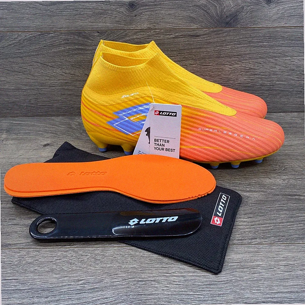 Lotto Solista 200 IV Gravity FG Soccer Cleats Mens 10.5 Yellow Orange Laceless