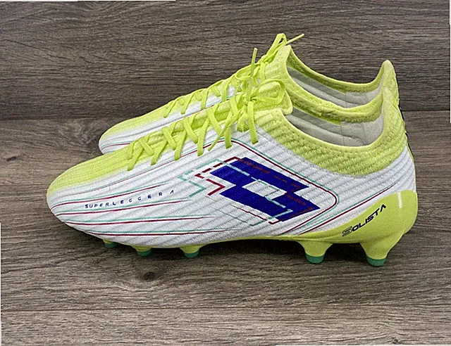 Lotto Solista 200 VIII FG Firm Ground Soccer Cleats Men's Size 9.5 White Yellow