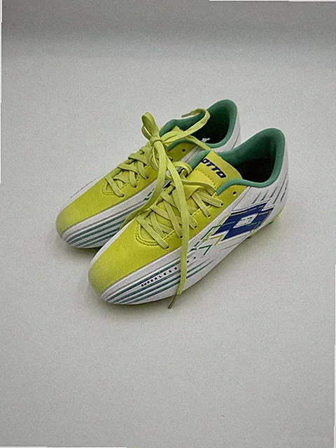 Lotto Solista 700 VIII FG Kids 1 Soccer Cleats White Sunny Lime Lace Up Sneakers