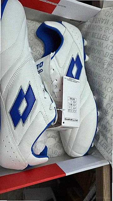 Lotto Stadio 200 III FG Soccer Cleats Size 8 White Blue K Leather Forefoot
