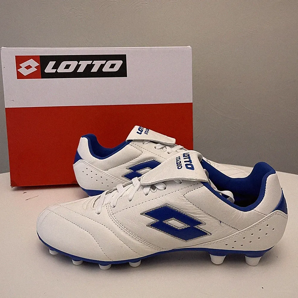 Lotto Stadio 200 III FG - Soccer Football Cleats -White Blue US 10.5 EUR 43.5