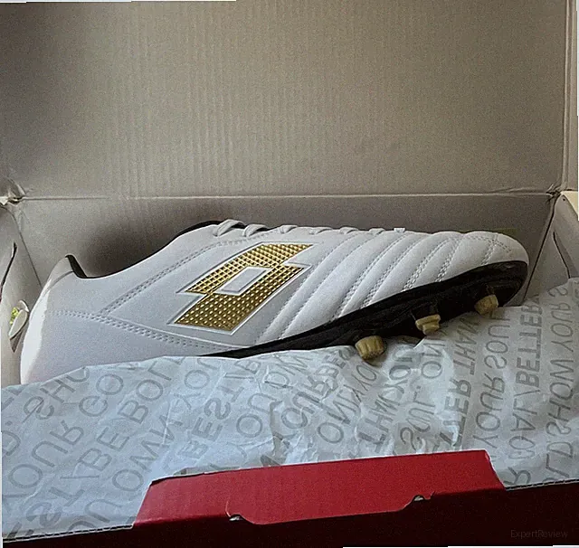 Lotto Stadio 70 5 FG Soccer Cleats White/Gold Lace-Up Unisex Style 219545