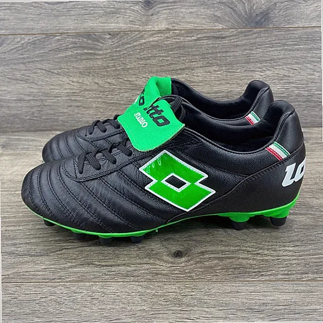 Lotto Stadio Black Green Soccer Cleats Football Boots Men US 8