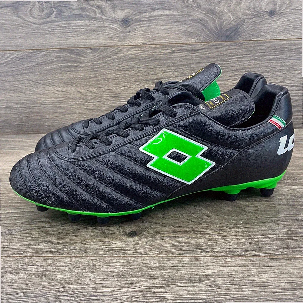 Lotto Stadio Made in Italy Black Green Leather Soccer Cleats Mens Size 11