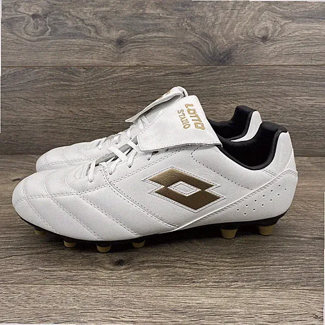 Lotto Stadio Men's White Gold Soccer Cleats Football Boots Size 10