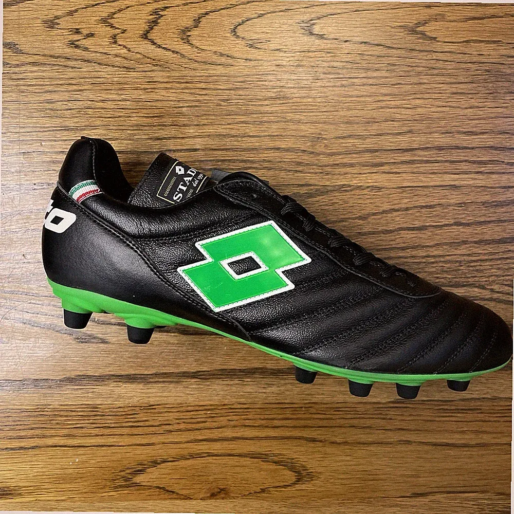 Lotto Stadio OG II FG Mens Sizes Soccer Cleats Shoes Black Spring Green Italy