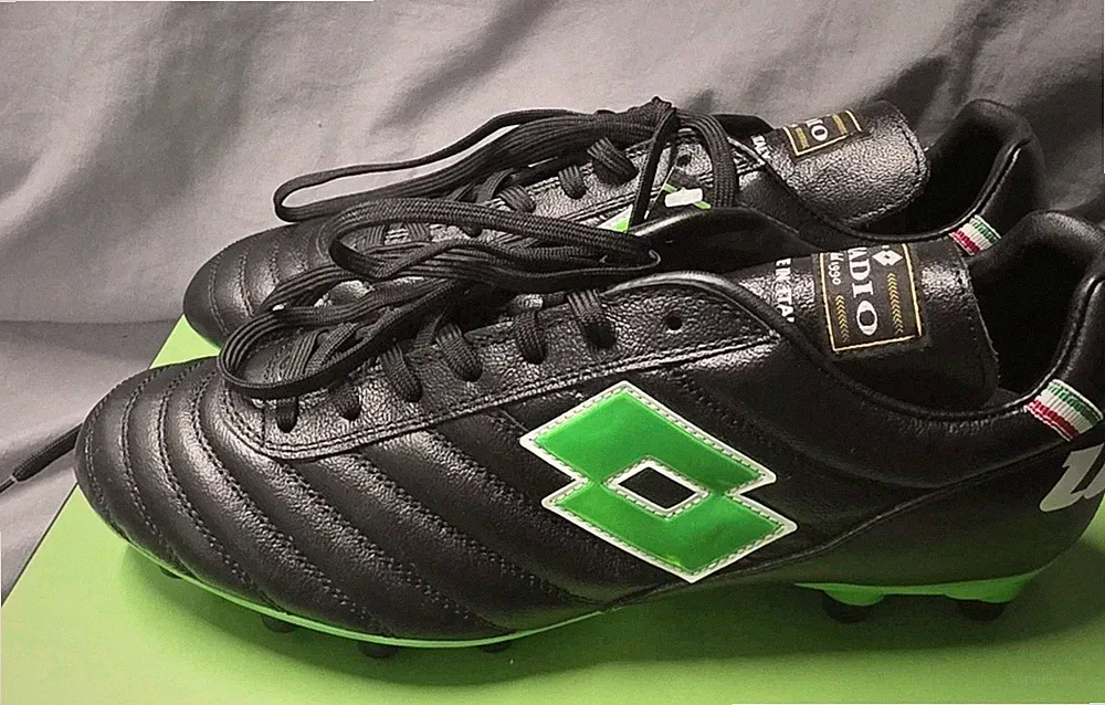 Lotto Stadio OG II FG Soccer Cleats Black Green Men SZ 8.5 New No Box Top Defect