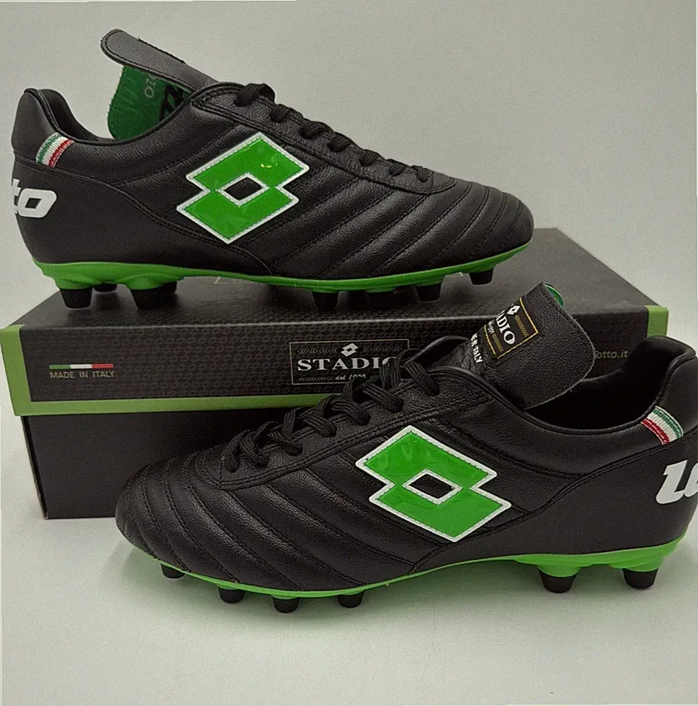 Lotto Stadio OG II FG Soccer Cleats Black Spring Green Men’s Sizes