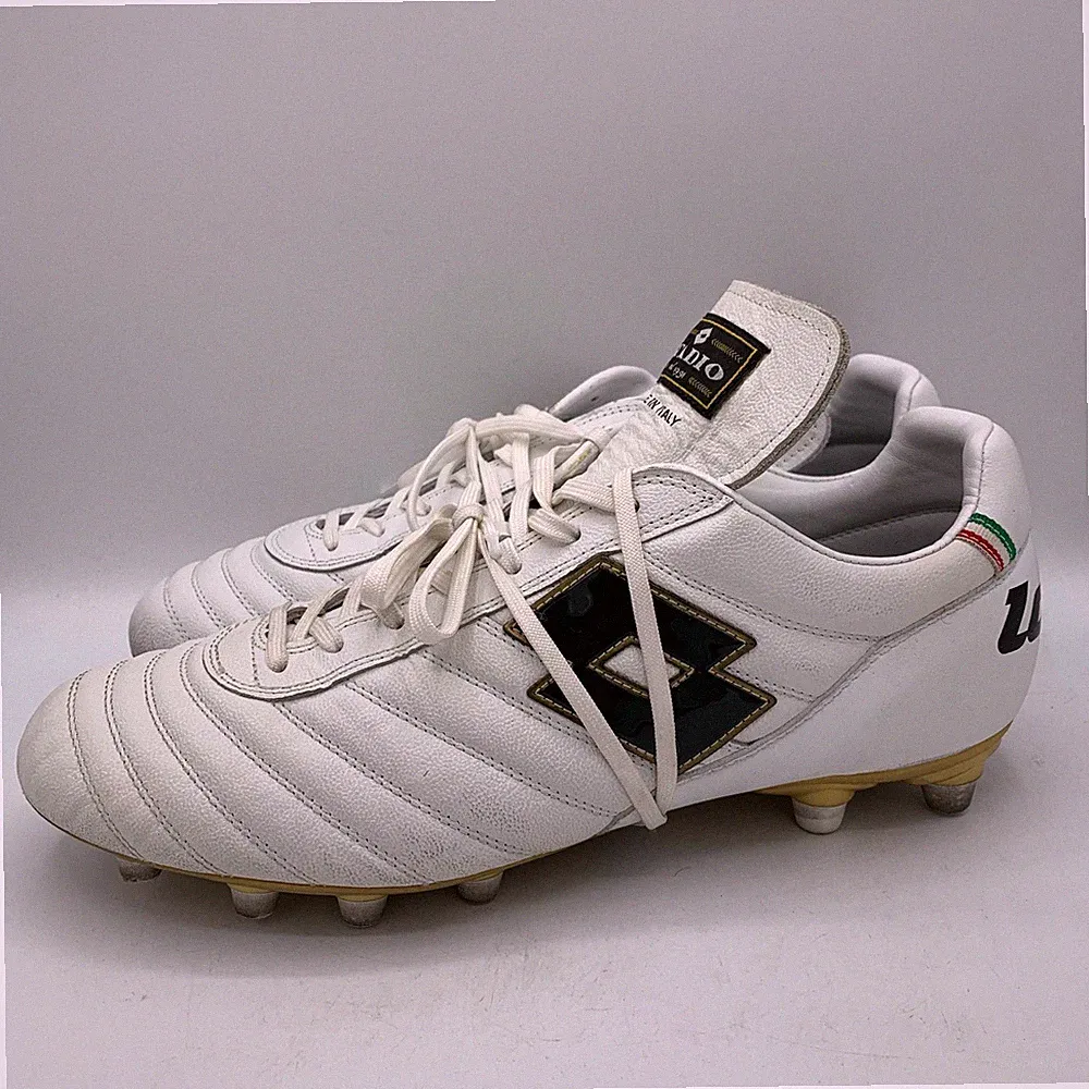 Lotto Stadio OG II FG Soccer Cleats Men's Size 11 White Gold K-Leather Italy