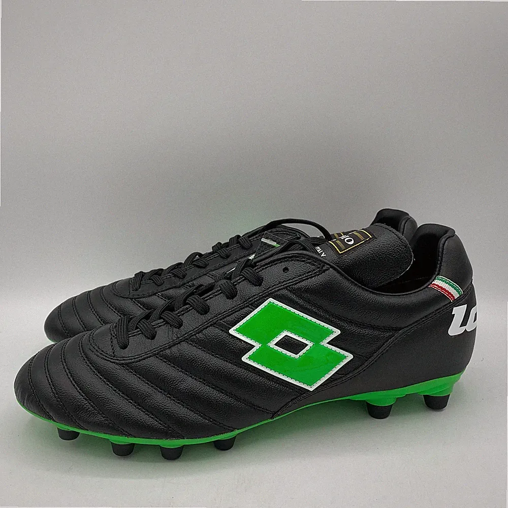 Lotto Stadio OG II FG Soccer Cleats Mens Size 8.5 Black Green Leather Italy