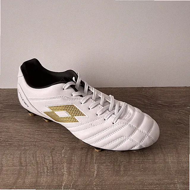 Lotto Stadio Soccer Cleat Shoes Mens Size 8 White Gold Firm Ground 219545