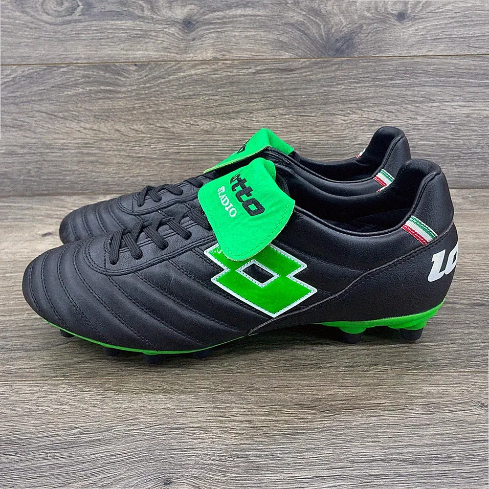 Lotto Stadio Soccer Cleats Black Green Men's Size 11 FG Firm Ground