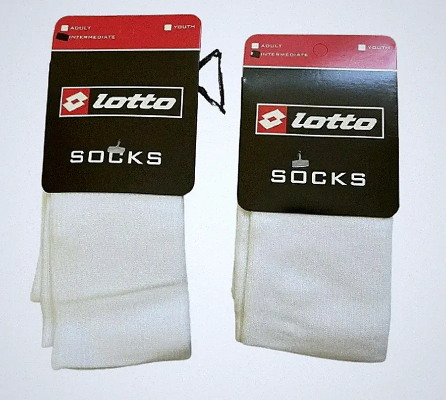 Lotto Team Sport Intermediate Soccer 2 Pair of White Socks Size 9-11