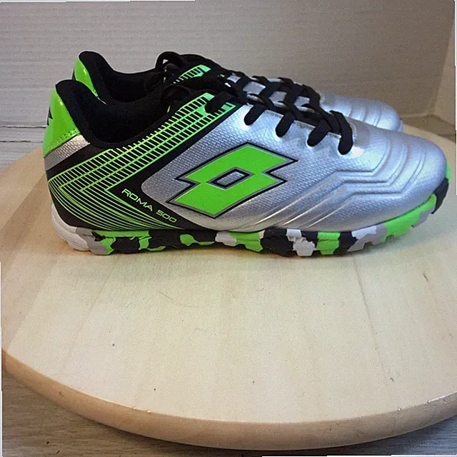 Lotto Youth Turf Cleats Silver Green Soccer Shoes Sz 4
