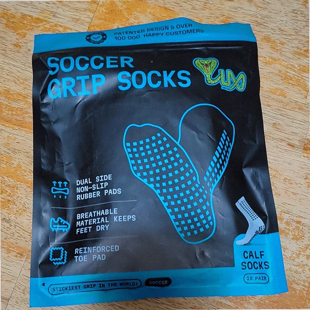LUX Soccer Grip Calf Socks 1 Pair Non-Slip Rubber Pads Black/White