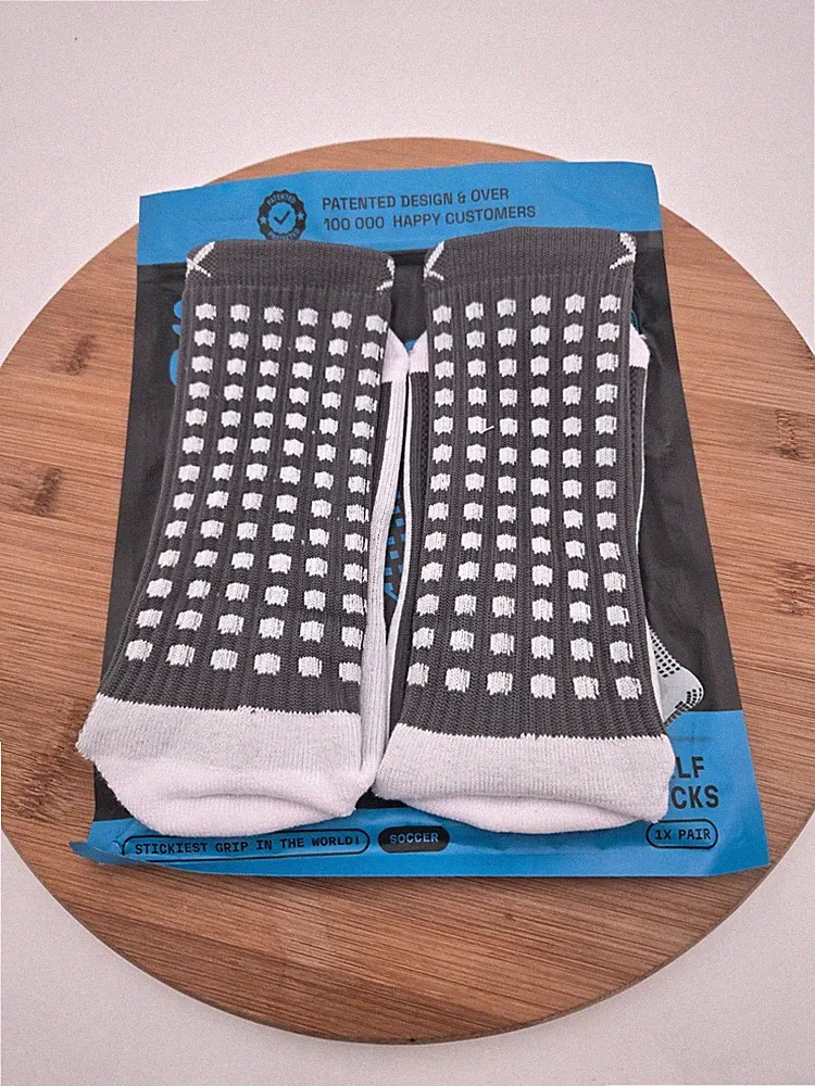 Lux Soccer Grip Socks Grey, Calf Unisex Anti-Slip Grip adult One size 1 pair