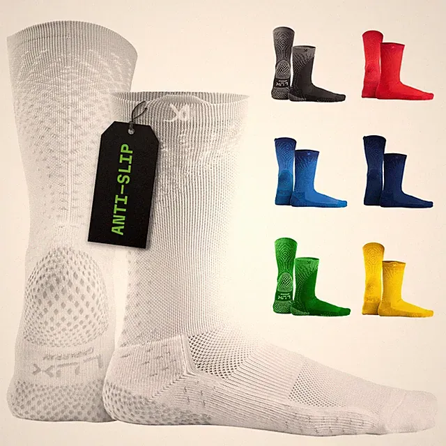 LUX Sports Cleat Grip Socks - Unisex Ankle-High US One Size, White