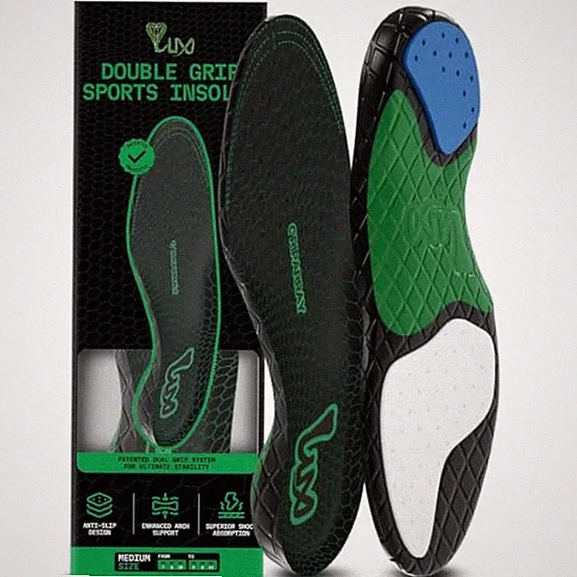 LUX Sports Soccer Cleat Insoles with GripArray, High Arch, Men 6.5-8