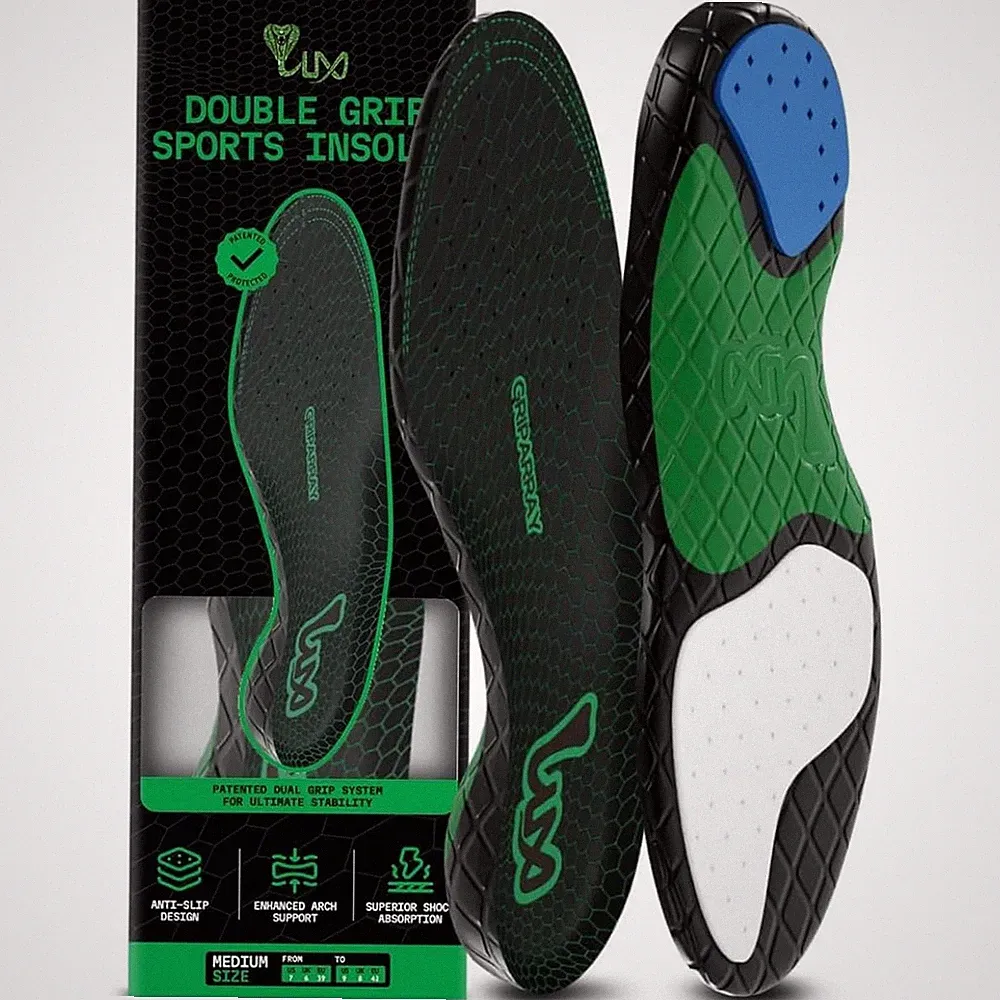 LUX Sports Soccer Cleat Insoles with GripArray, Low Arch, Men 6.5-8 | Heel-lo...