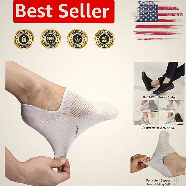 Luxurious Thin No Show Socks 6 Pack - Ideal for Wide Feet and Minimalist Shoes