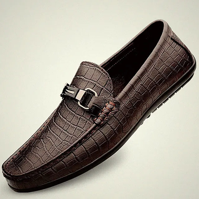Luxury Brand Italian Men Slip on Loafer Leather Shoes Soft Sole Driving Footwear