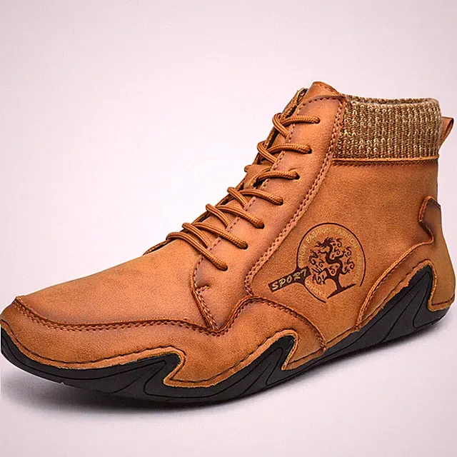 Male Loafer Leather Shoes Fashion Casual Walking Driving Ankle Sneakers Lace Up