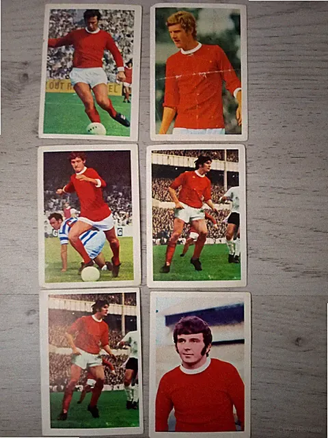 MAN UNITED AB&C FOOTBALL TRADING CARDS BUNDLE x 6 - 1971 RARE VINTAGE SOCCER
