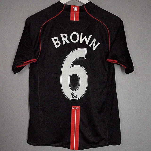 MANCHESTER UNITED 2007/2008 AWAY BROWN #6 SOCCER FOOTBALL SHIRT JERSEY NIKE
