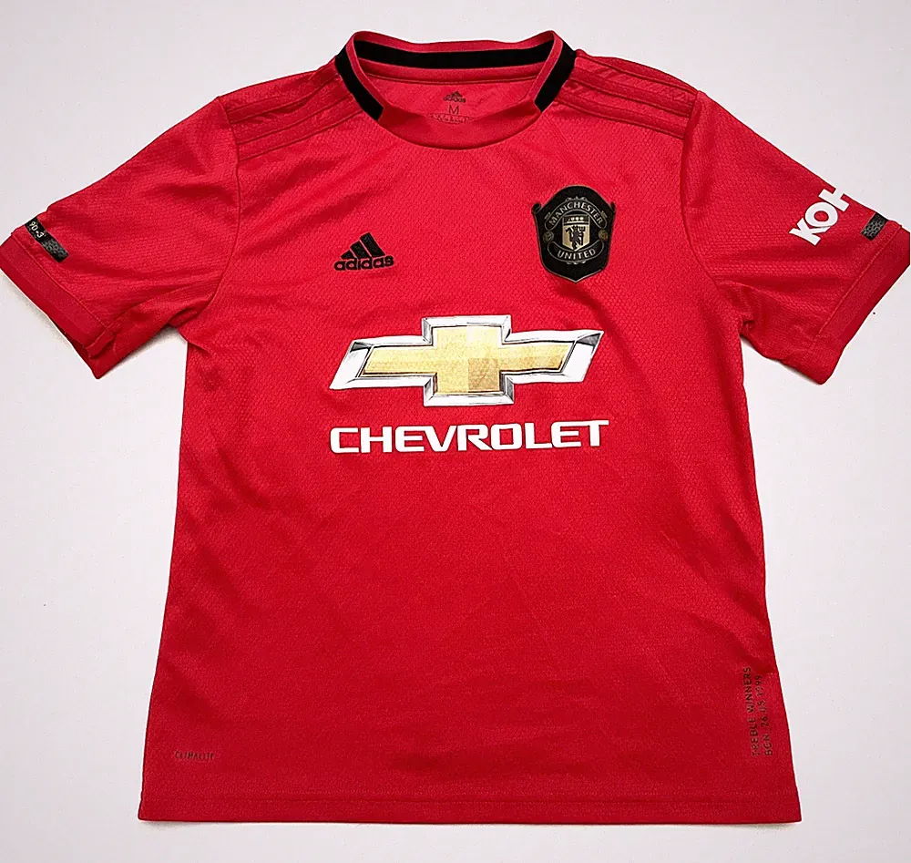 Manchester United 2019 Adidas Soccer Jersey Kids M Treble Winners Rubber Patch