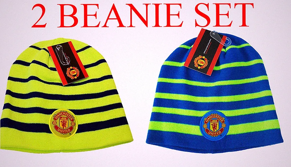 Manchester united beanie hat soccer official licensed knit winter football skull