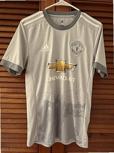 Manchester United Chevy Soccer Jersey Gray Adidas Climacool Futbol Adult Small