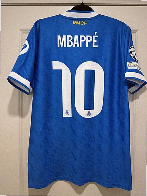 Mbappe #10 Mens LARGE Adidas Real Madrid Third Authentic UCL Jersey