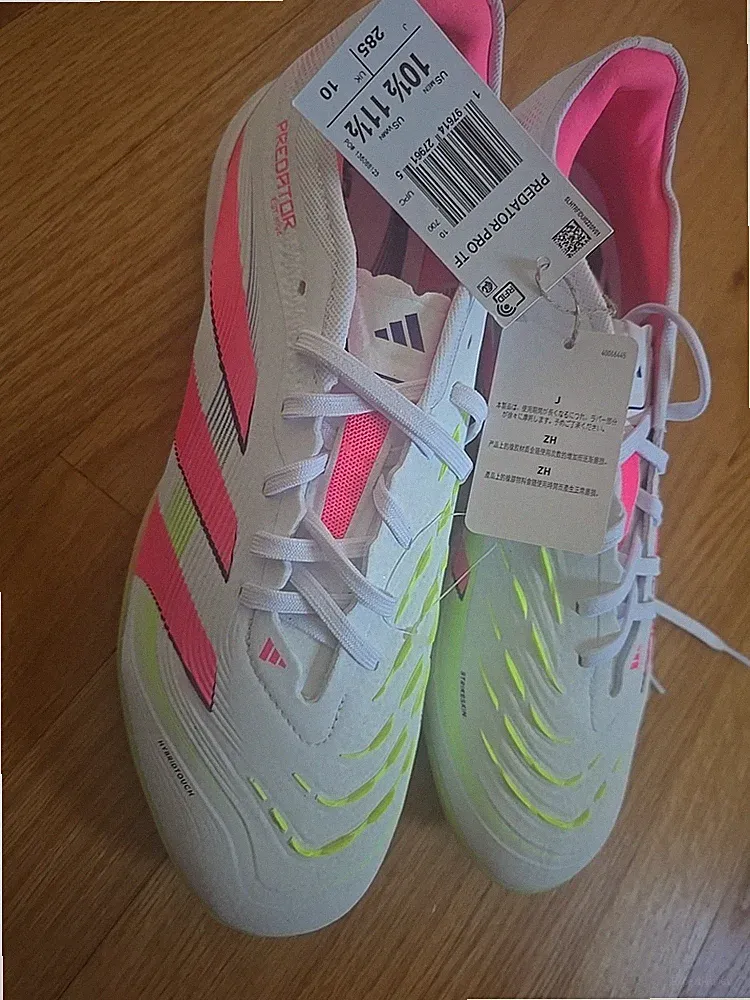 Men 10.5 Adidas Predator PRO TURF Soccer Cleats Cloud White/Lucid Lemon JH6468